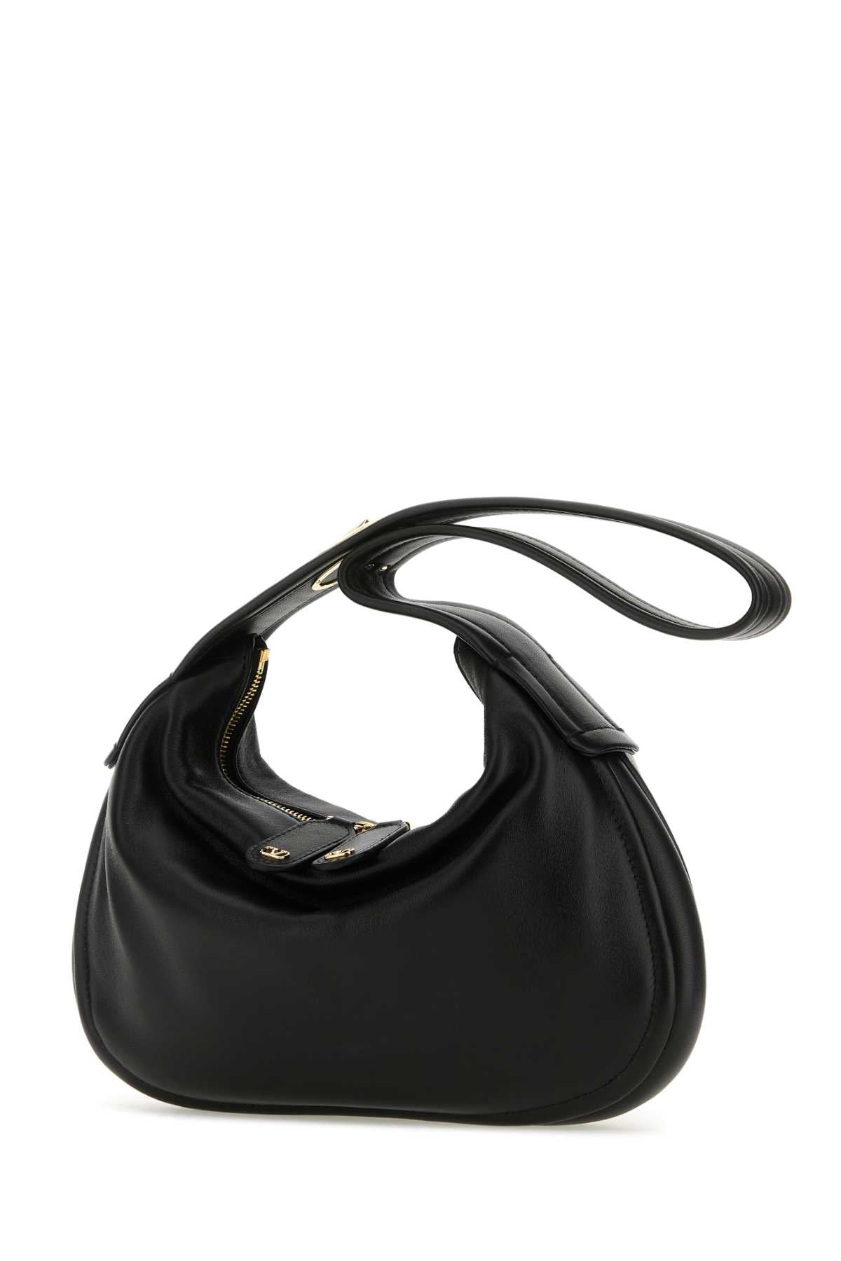 Valentino Garavani Women Black Nappa Leather Small Go-Hobo Shoulder Bag by Luosophy