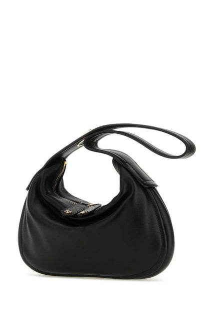 Valentino Garavani Women Black Nappa Leather Small Go-Hobo Shoulder Bag by Luosophy