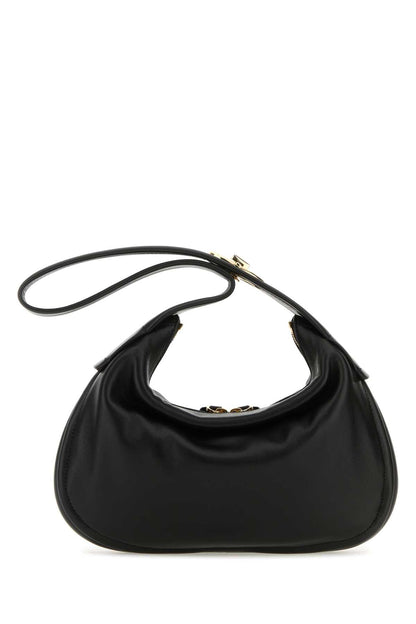 Valentino Garavani Women Black Nappa Leather Small Go-Hobo Shoulder Bag by Luosophy