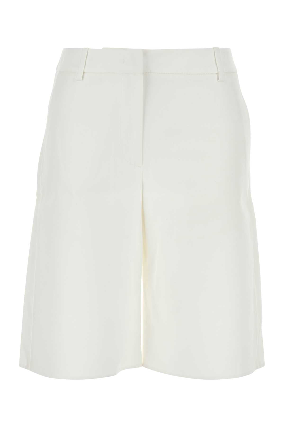Valentino Garavani Women White Cotton Blend Shorts by Luosophy