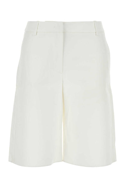 Valentino Garavani Women White Cotton Blend Shorts by Luosophy