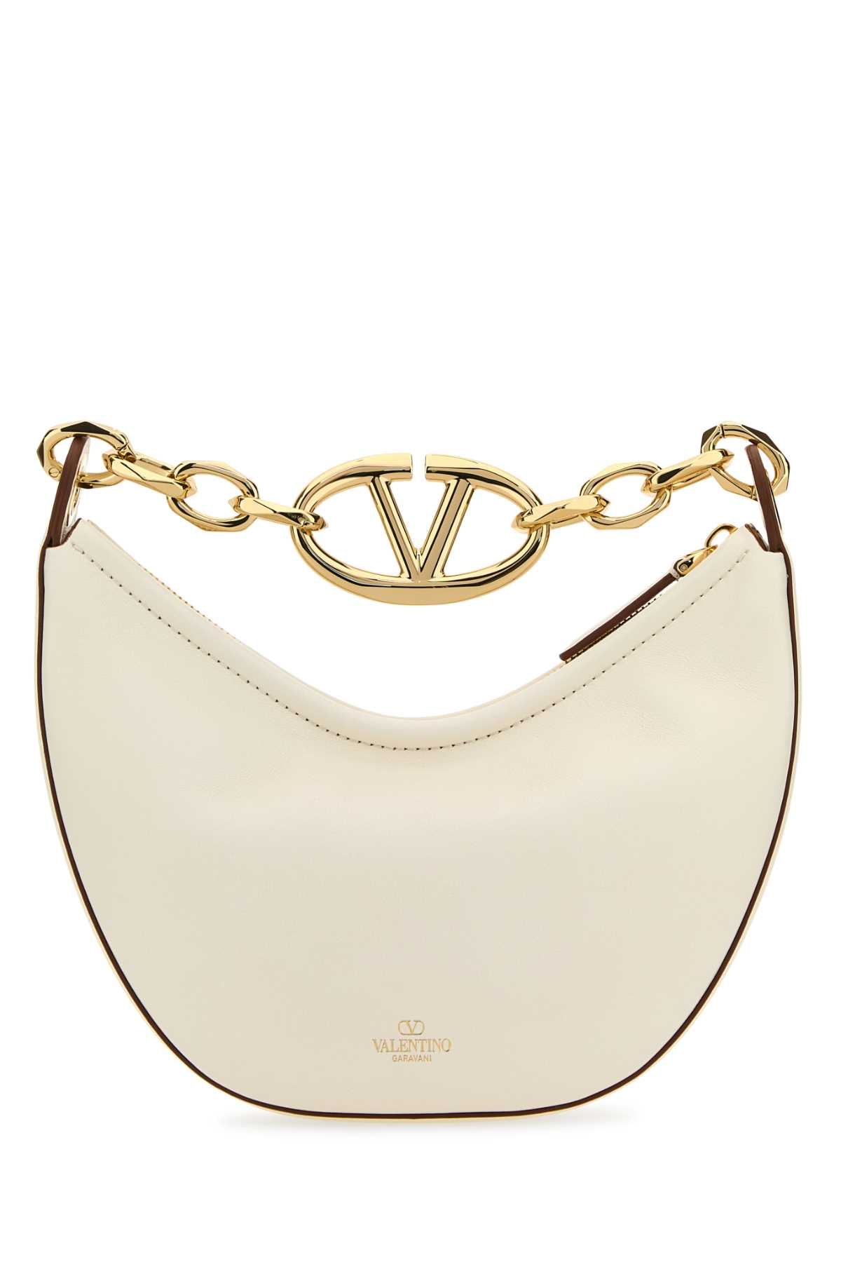 Valentino Garavani Women Ivory Leather Mini Hobo Vlogo Moon Handbag by Luosophy