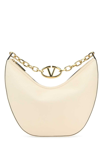 Valentino Garavani Women Ivory Leather Medium Hobo Vlogo Moon Shoulder Bag by Luosophy
