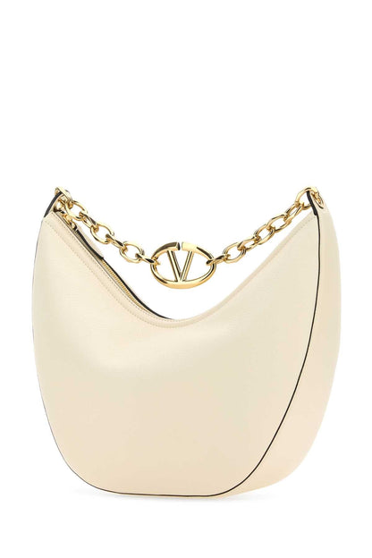 Valentino Garavani Women Ivory Leather Medium Hobo Vlogo Moon Shoulder Bag by Luosophy