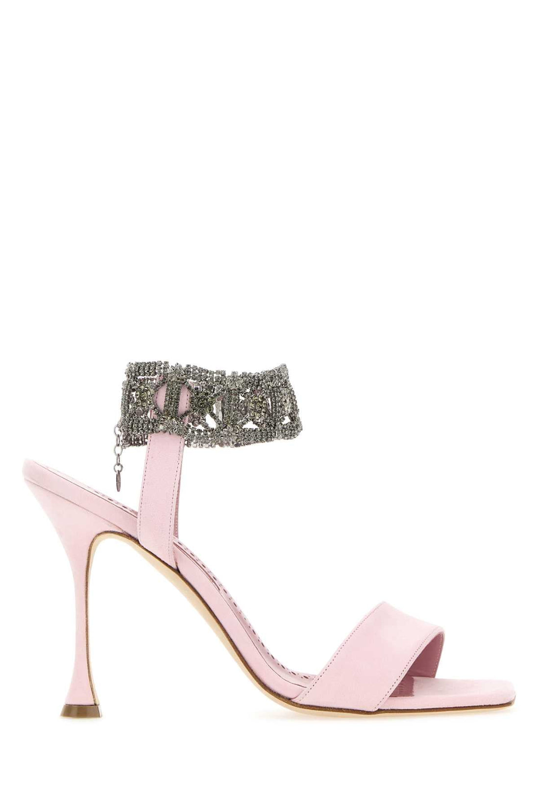 Manolo Blahnik Women Pastel Pink Suede Lierasan Sandals by Luosophy
