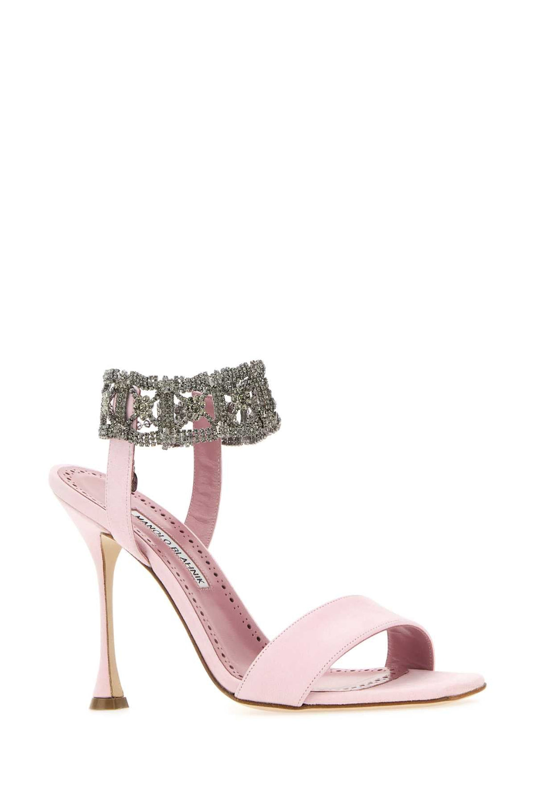 Manolo Blahnik Women Pastel Pink Suede Lierasan Sandals by Luosophy