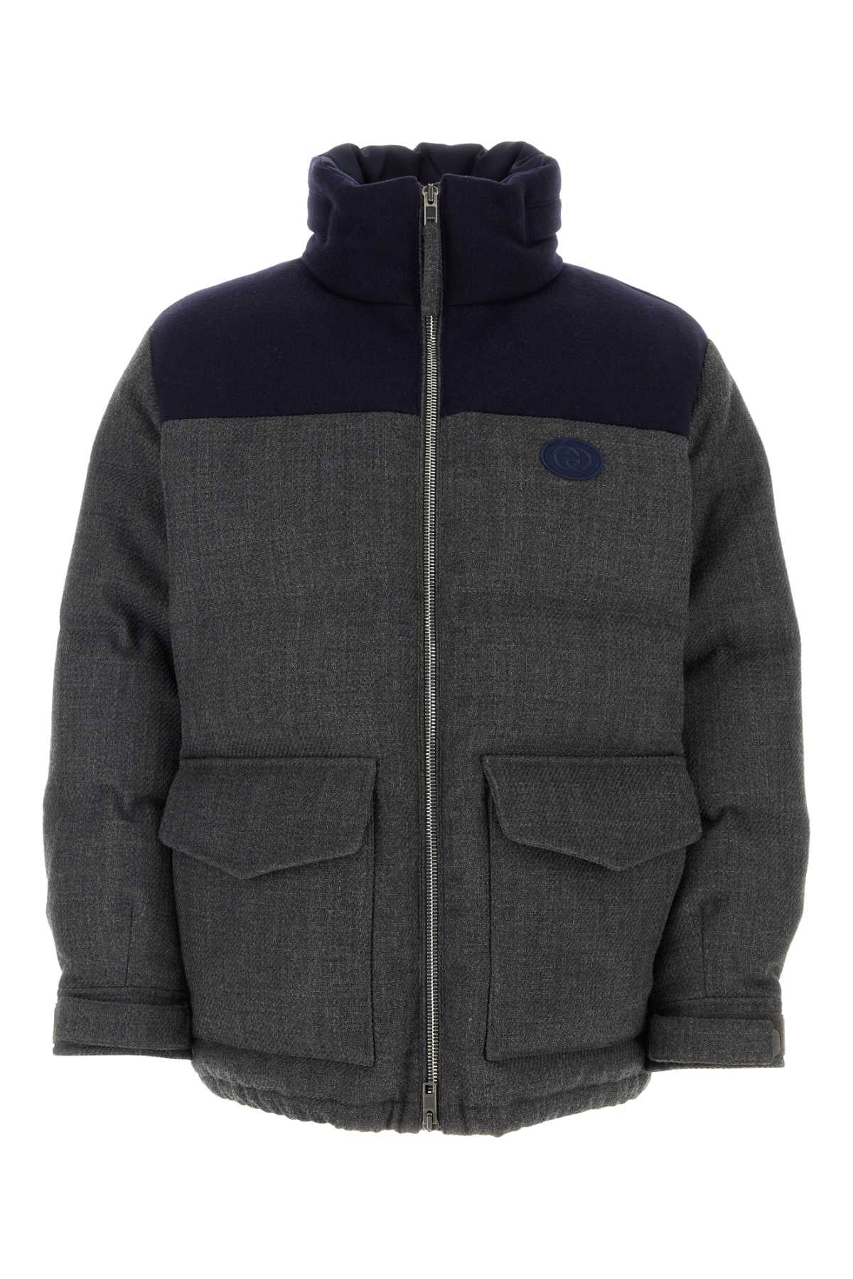 Gucci Men Dark Grey Wool Blend Down Jacket by Luosophy