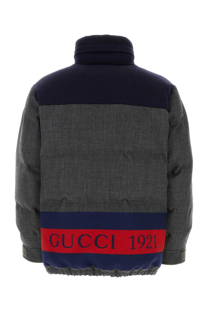 Gucci Men Dark Grey Wool Blend Down Jacket