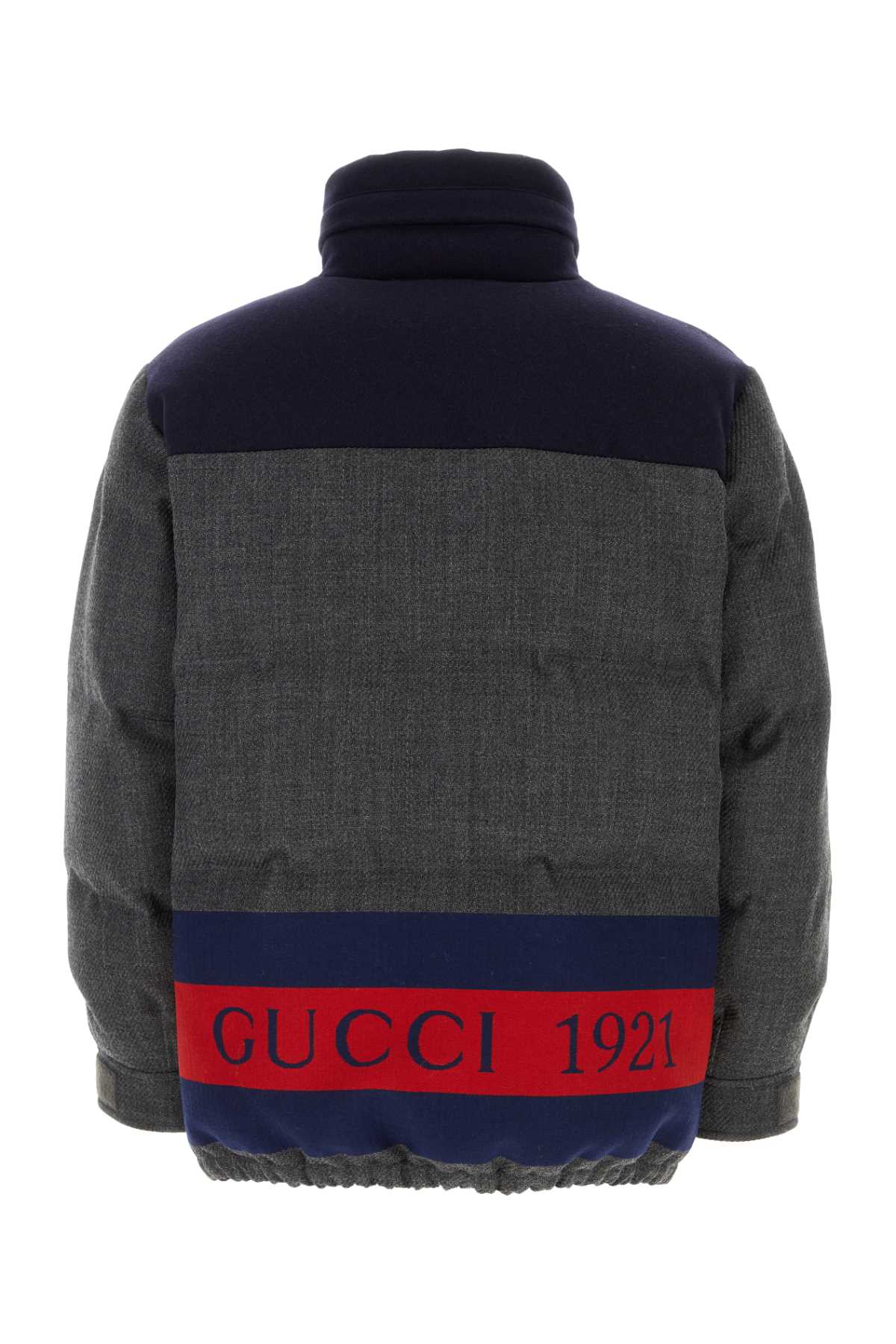 Gucci Men Dark Grey Wool Blend Down Jacket by Luosophy