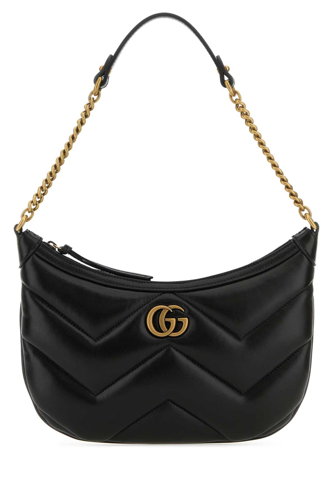 Gucci Women Black Leather Gg Marmont Shoulder Bag by Luosophy
