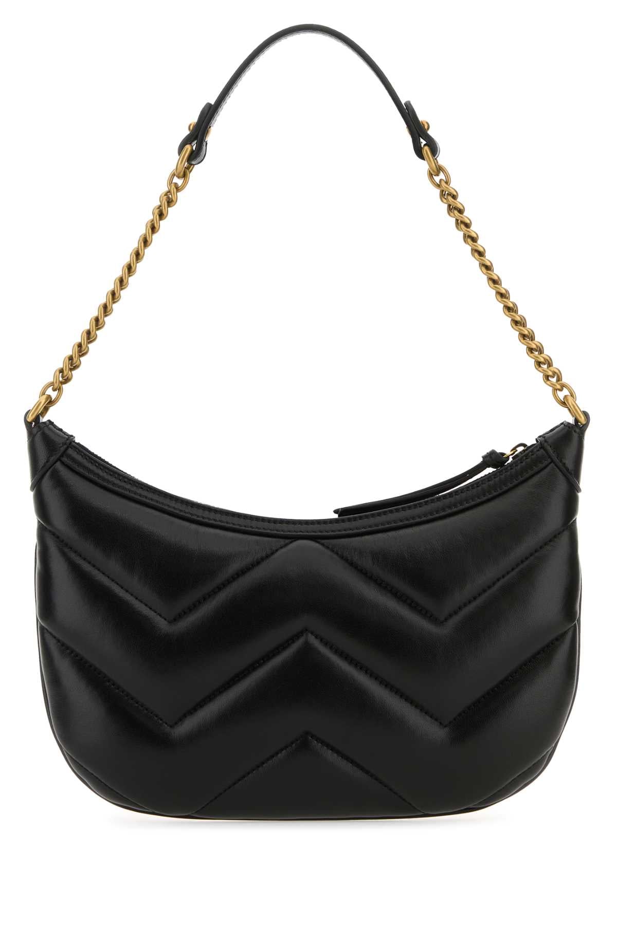 Gucci Women Black Leather Gg Marmont Shoulder Bag by Luosophy