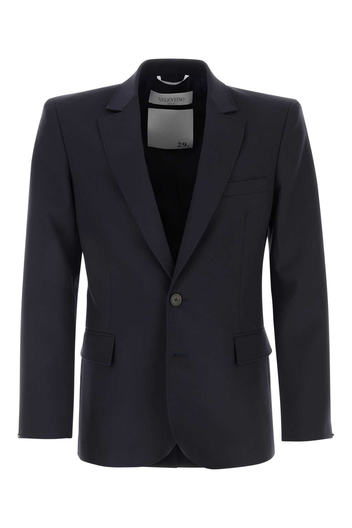Valentino Garavani Men Midnight Blue Wool Blazer by Luosophy