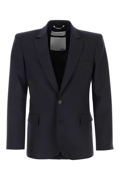 Valentino Garavani Men Midnight Blue Wool Blazer by Luosophy