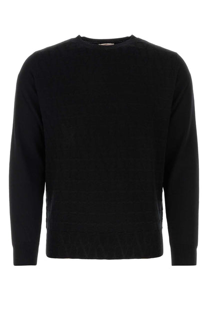 Valentino Garavani Men Black Wool Sweater by Luosophy