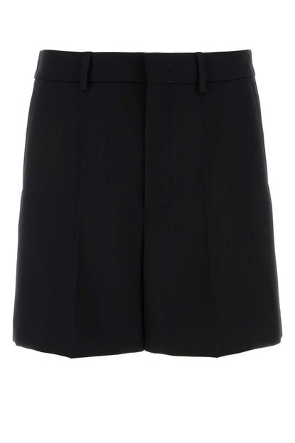 Valentino Garavani Men Black Wool Bermuda Shorts by Luosophy
