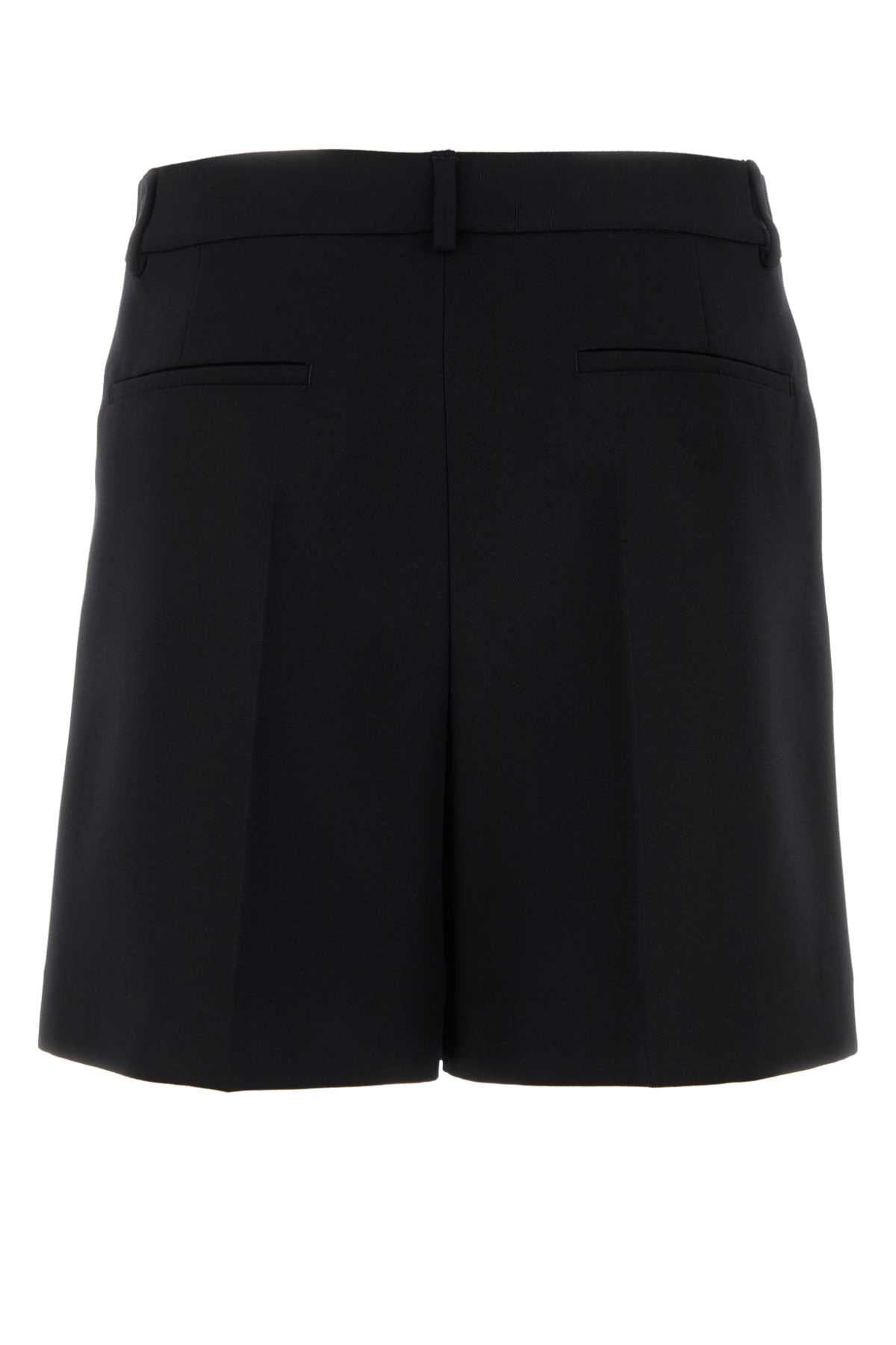 Valentino Garavani Men Black Wool Bermuda Shorts by Luosophy