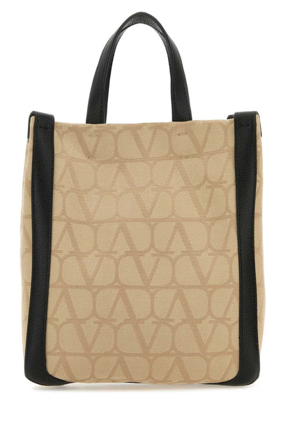 Valentino Garavani Men Beige Toile Iconographe Shopping Bag by Luosophy
