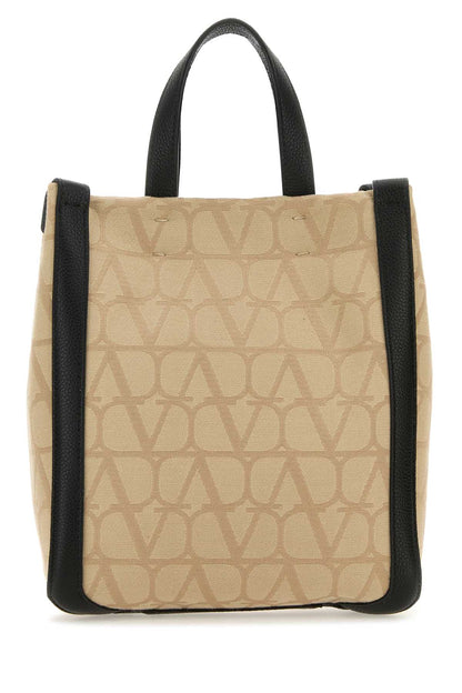 Valentino Garavani Men Beige Toile Iconographe Shopping Bag by Luosophy