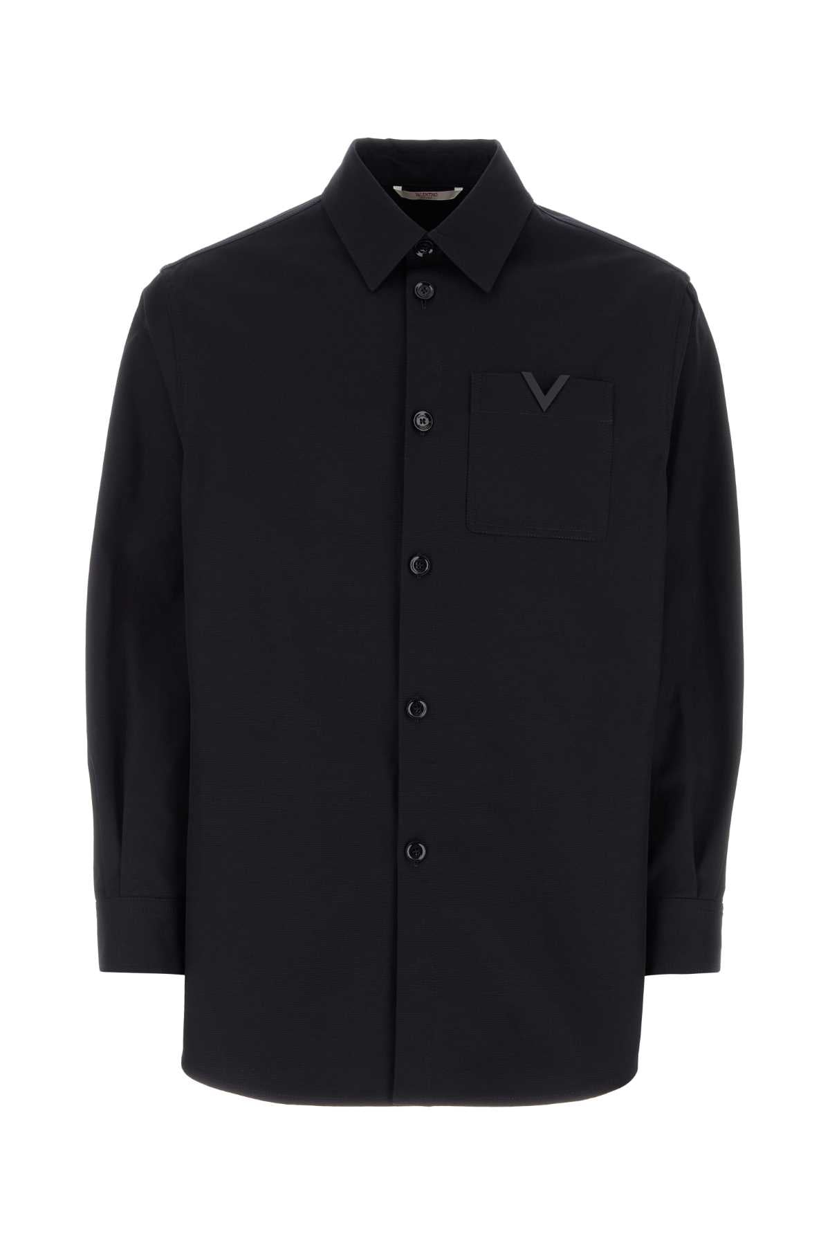 Valentino Garavani Men Midnight Blue Stretch Cotton Shirt by Luosophy