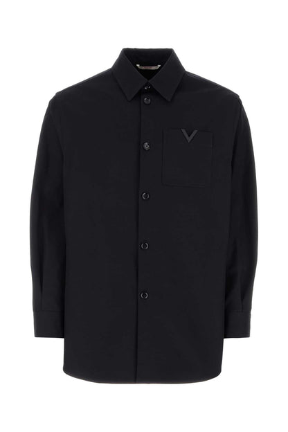 Valentino Garavani Men Midnight Blue Stretch Cotton Shirt by Luosophy