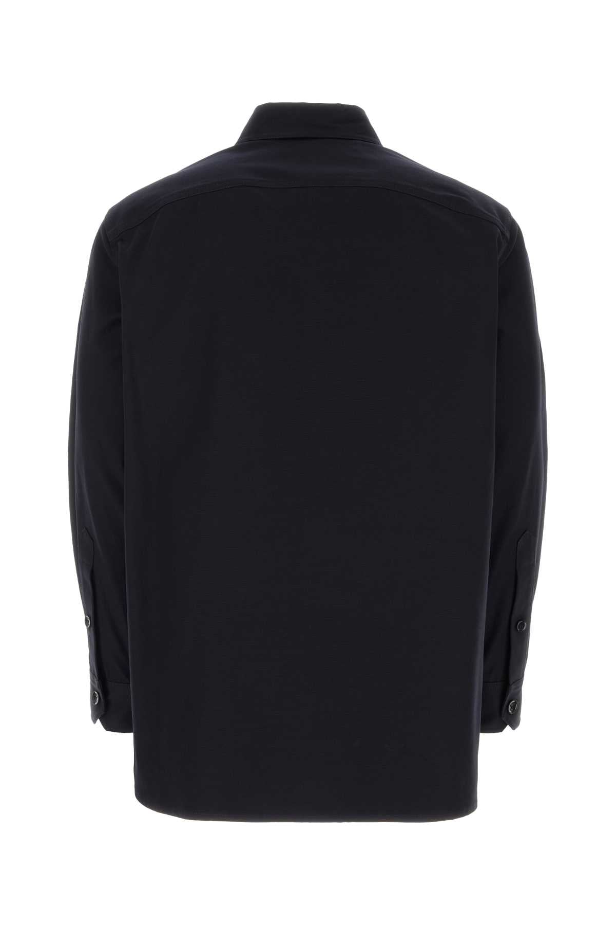 Valentino Garavani Men Midnight Blue Stretch Cotton Shirt by Luosophy
