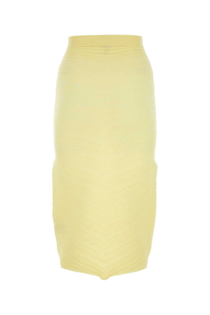 Bottega Veneta Women Yellow Stretch Cotton Blend Skirt by Luosophy