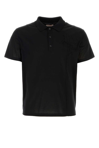 Valentino Garavani Men Black Cotton Polo Shirt  DestGlow