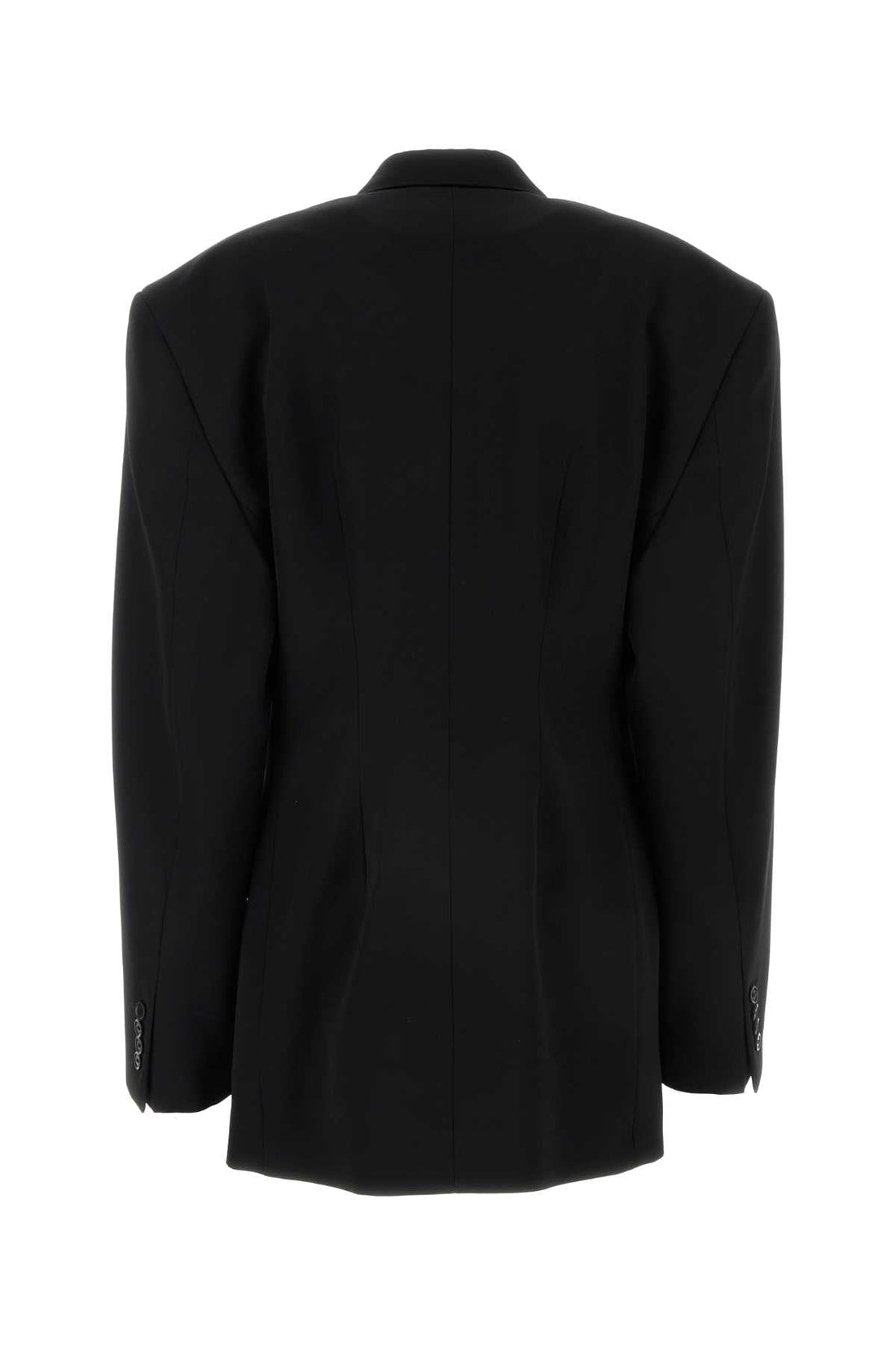 Balenciaga Women Black Barathea Oversize Cinched Blazer by Luosophy