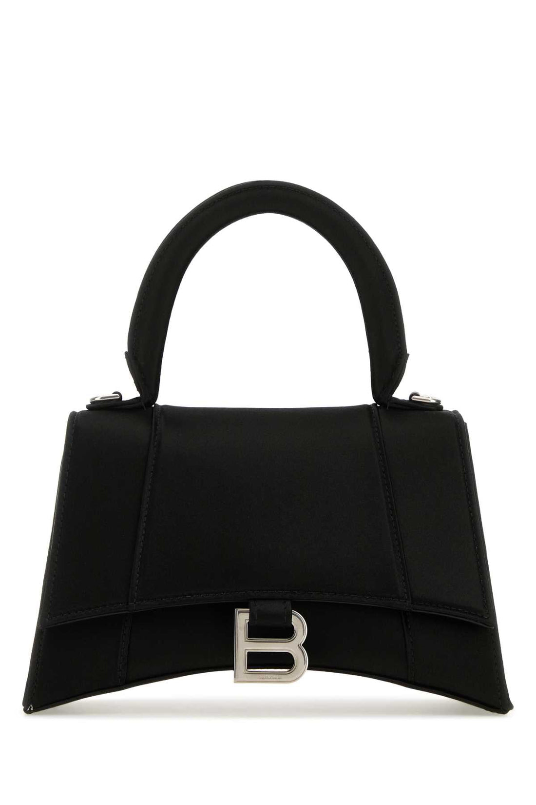 Balenciaga Women Black Satin Small Hourglass Handbag by Luosophy