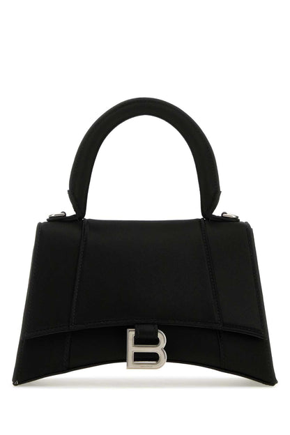 Balenciaga Women Black Satin Small Hourglass Handbag by Luosophy