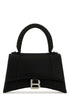 Balenciaga Women Black Satin Small Hourglass Handbag by Luosophy