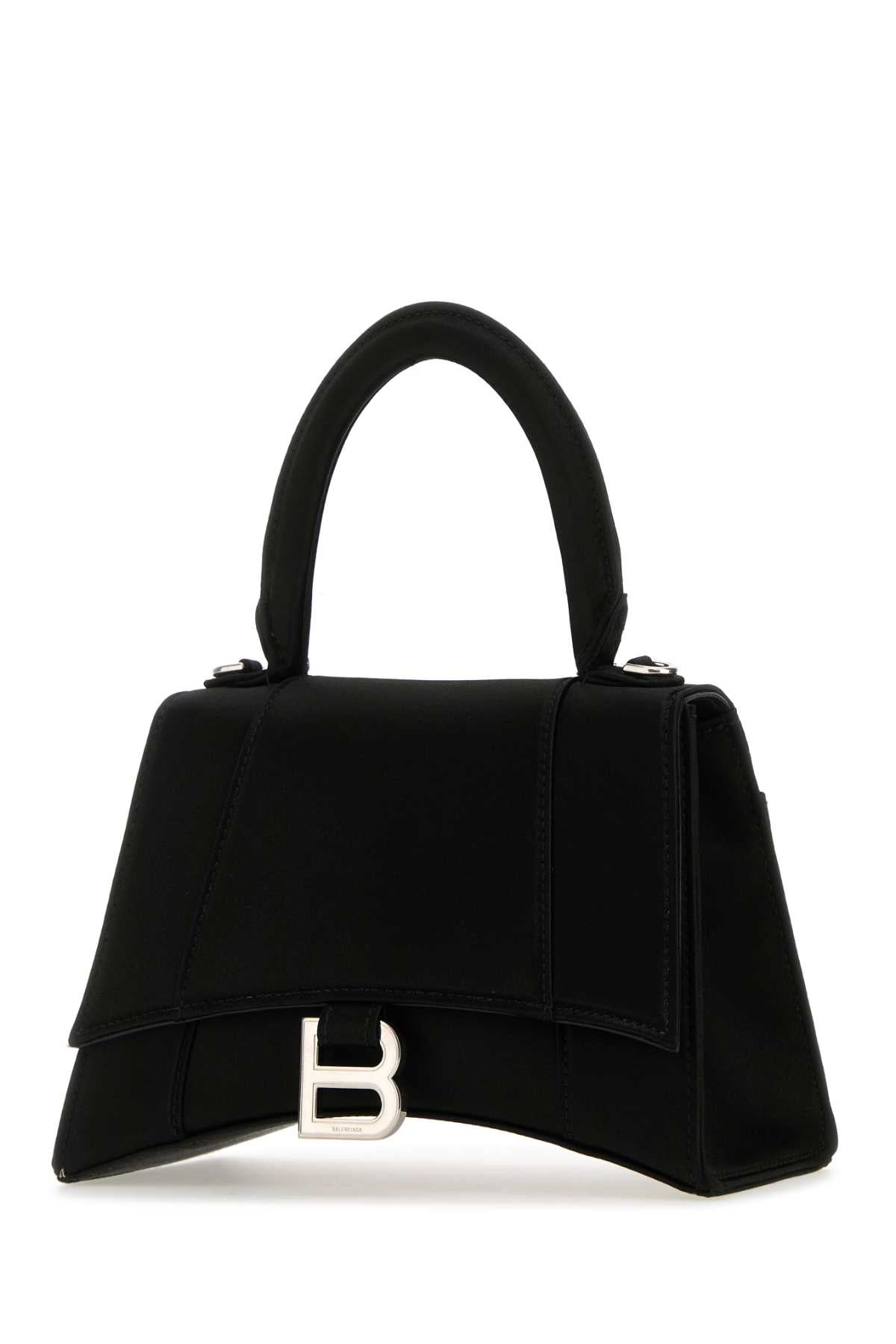 Balenciaga Women Black Satin Small Hourglass Handbag by Luosophy
