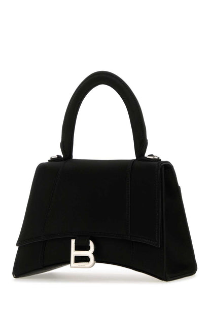 Balenciaga Women Black Satin Small Hourglass Handbag by Luosophy