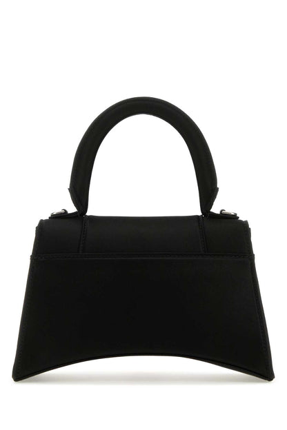 Balenciaga Women Black Satin Small Hourglass Handbag by Luosophy