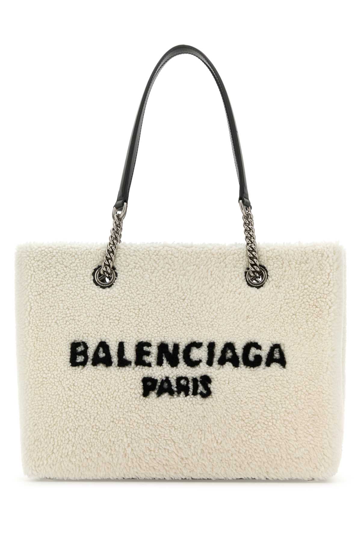 Balenciaga Women White Shearling Duty Free M Handbag by Luosophy