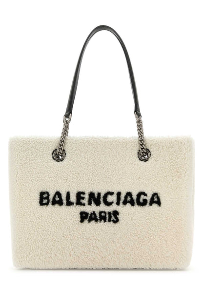Balenciaga Women White Shearling Duty Free M Handbag by Luosophy
