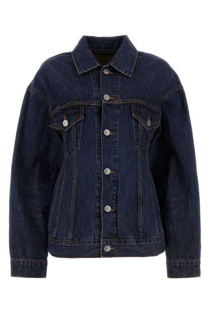 Balenciaga Women Dark Blue Denim Hourglass Jacket by Luosophy