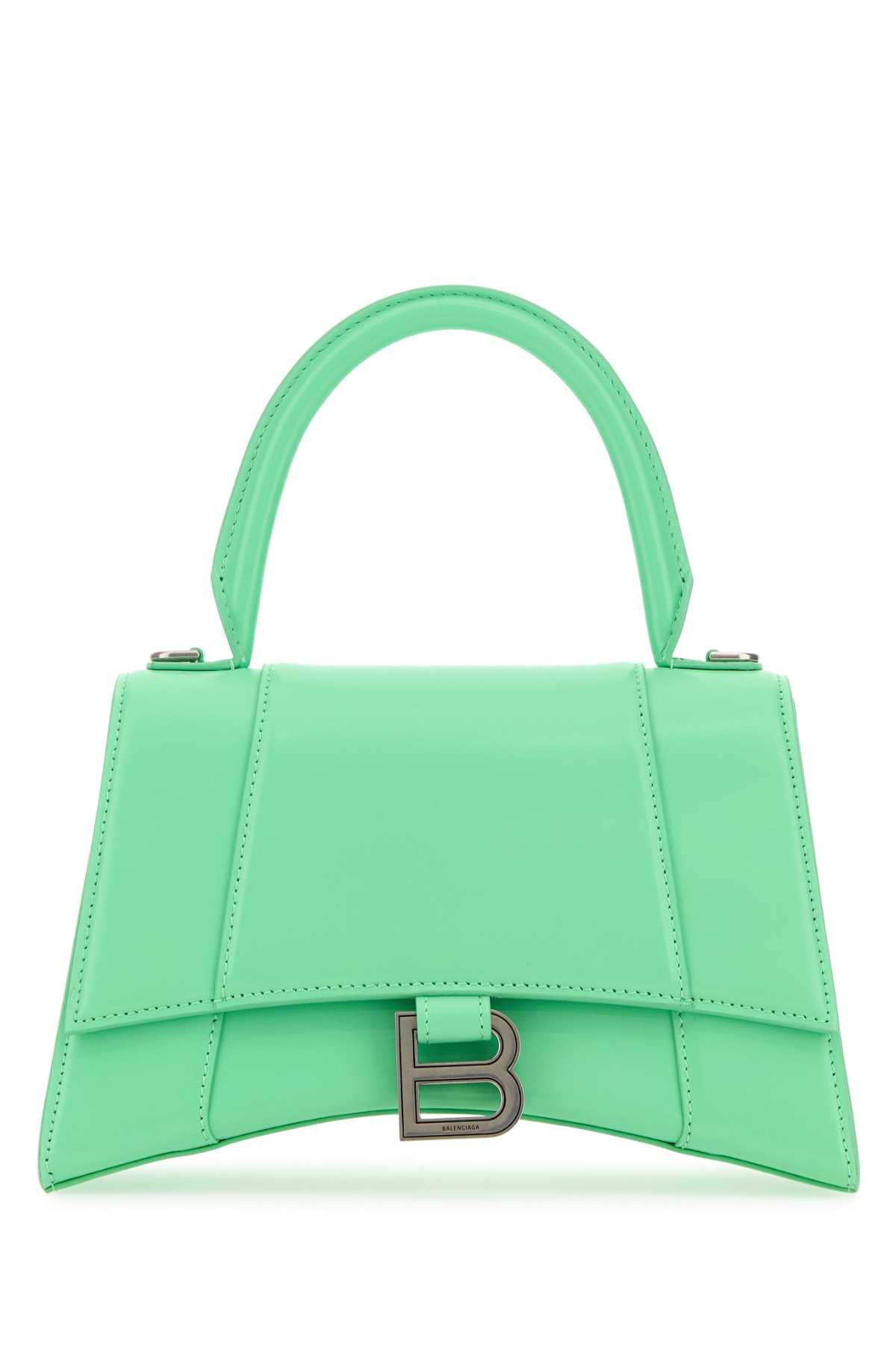 Balenciaga Women Mint Green Leather Small Hourglass Handbag by Luosophy