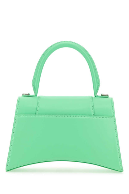 Balenciaga Women Mint Green Leather Small Hourglass Handbag by Luosophy