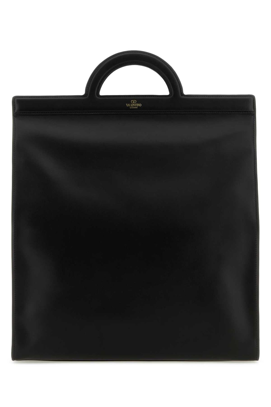 Valentino Garavani Men Black Leather Shopping Bag by Luosophy