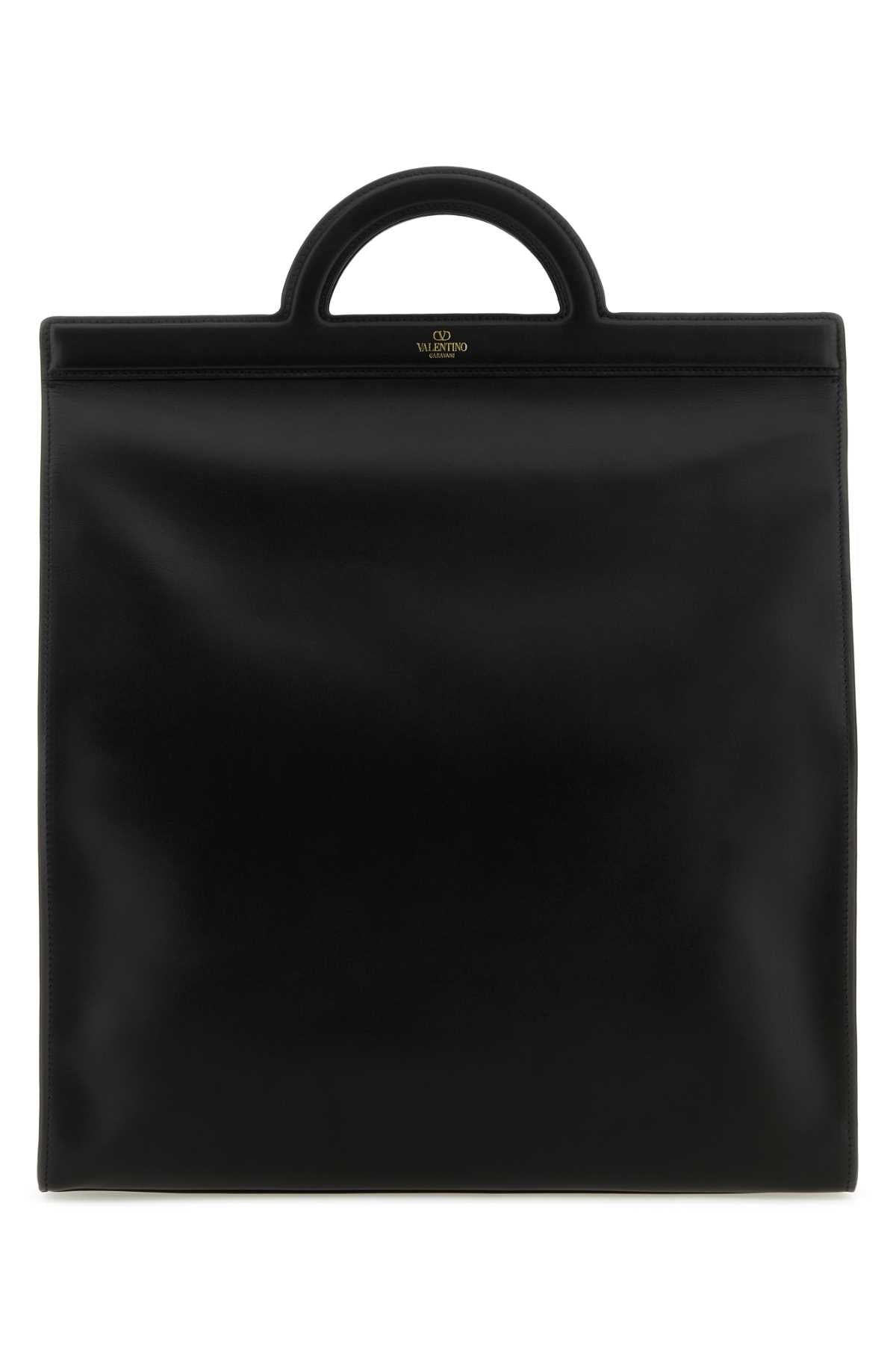 Valentino Garavani Men Black Leather Shopping Bag by Luosophy
