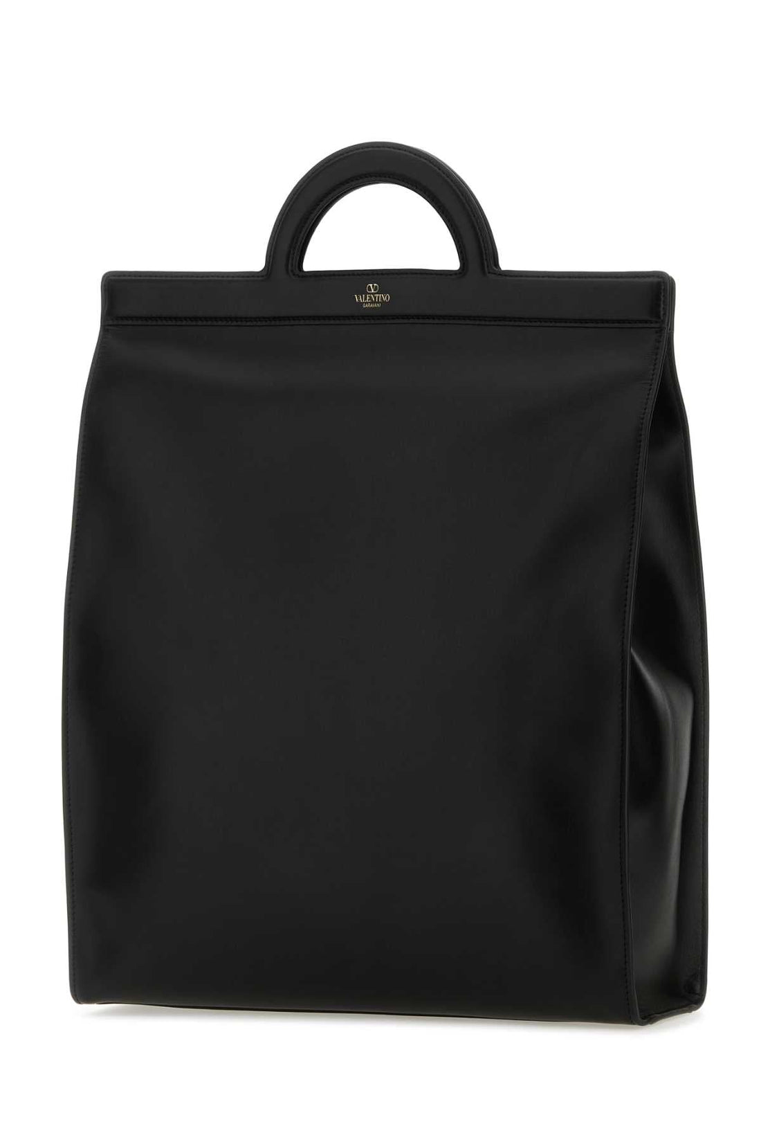 Valentino Garavani Men Black Leather Shopping Bag by Luosophy