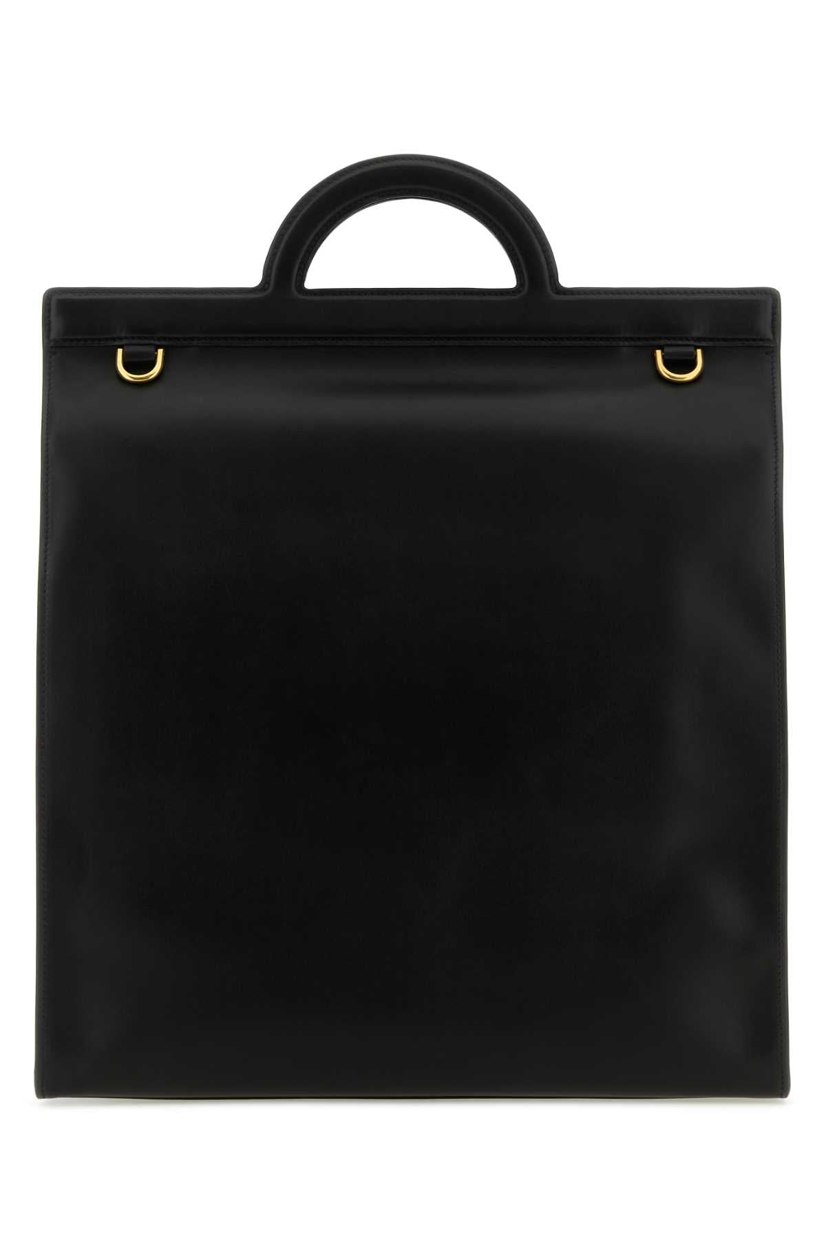 Valentino Garavani Men Black Leather Shopping Bag by Luosophy