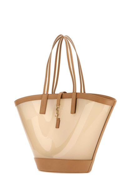 Saint Laurent Women Two-Tone Vinyl And Leather Panier Shopping Bag by Luosophy