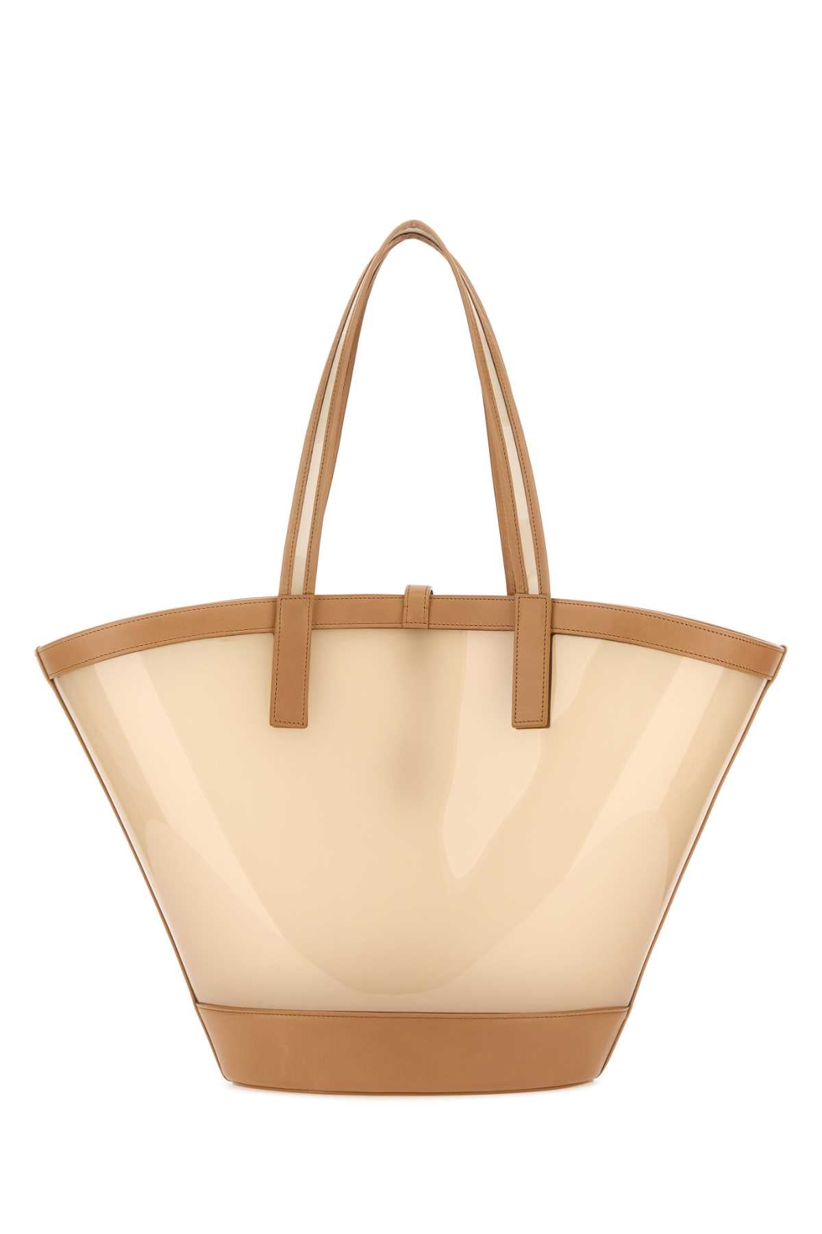 Saint Laurent Women Two-Tone Vinyl And Leather Panier Shopping Bag by Luosophy