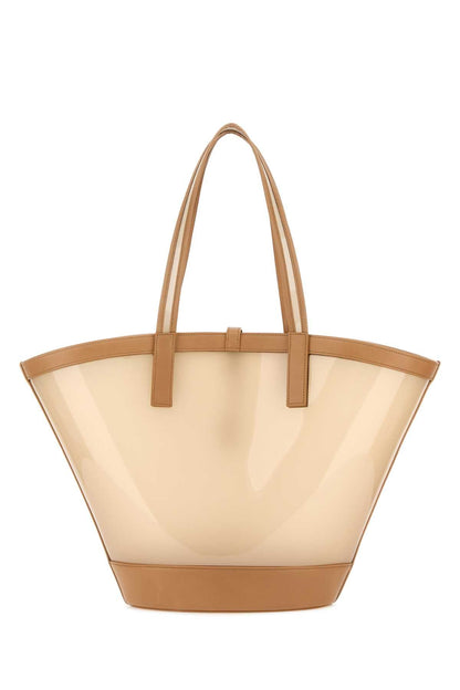 Saint Laurent Women Two-Tone Vinyl And Leather Panier Shopping Bag by Luosophy