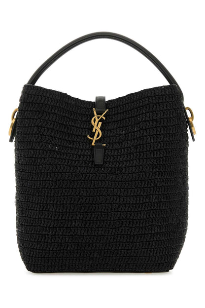 Saint Laurent Women Black Raffia Le 37 Bucket Bag by Luosophy