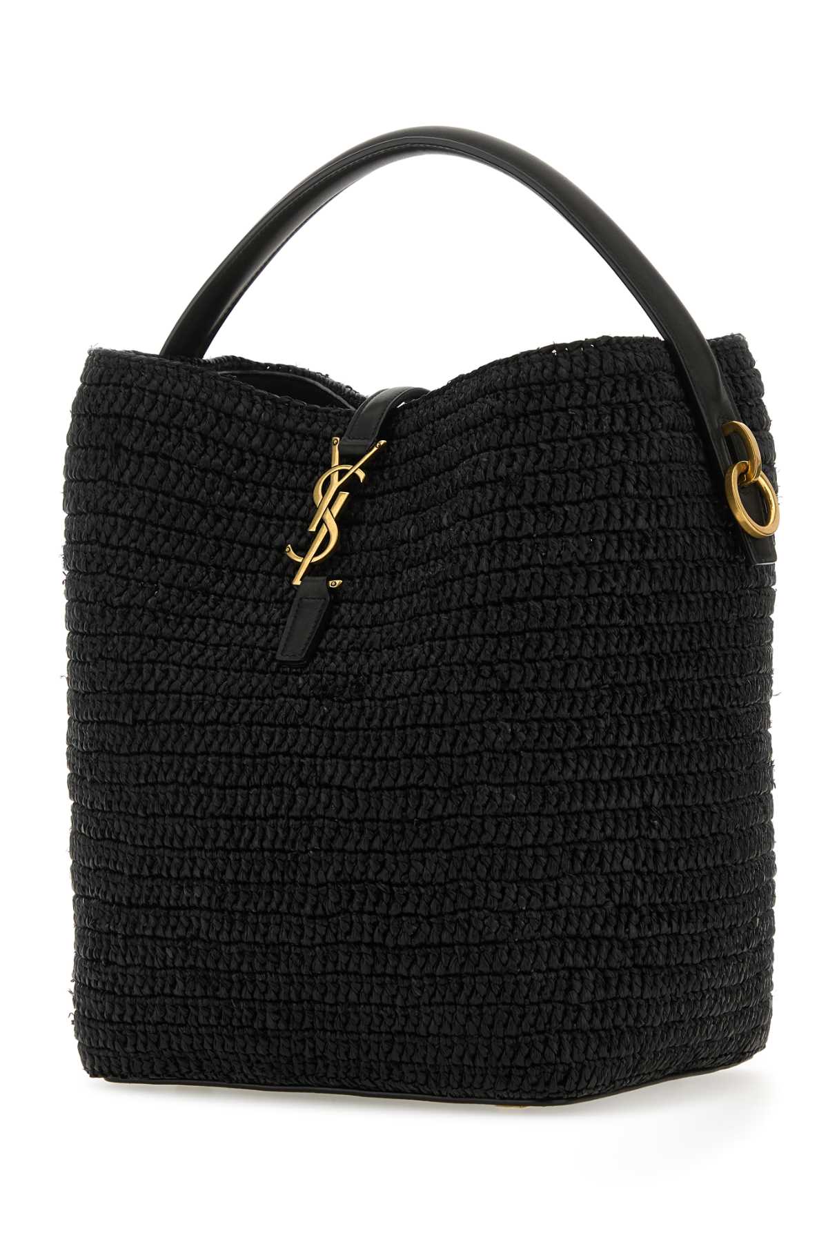 Saint Laurent Women Black Raffia Le 37 Bucket Bag by Luosophy