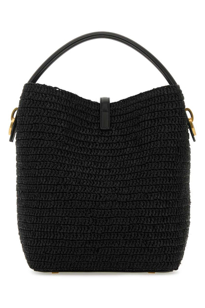 Saint Laurent Women Black Raffia Le 37 Bucket Bag by Luosophy