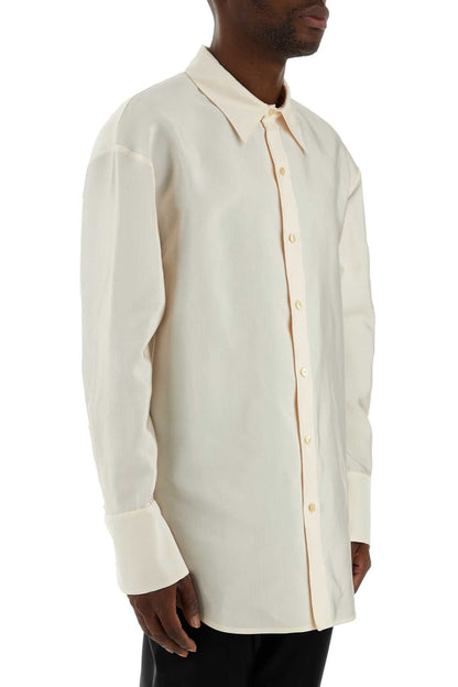 Saint Laurent Men Ivory Faille Oversize Shirt by Luosophy